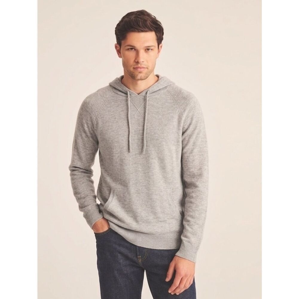Precedent Cashmere Blend Gray Hoodie Sweater Men's Size M - NWT - Lightweight